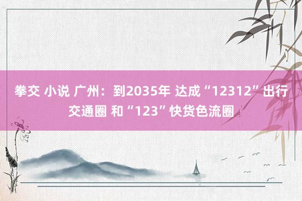 拳交 小说 广州：到2035年 达成“12312”出行交通圈 和“123”快货色流圈